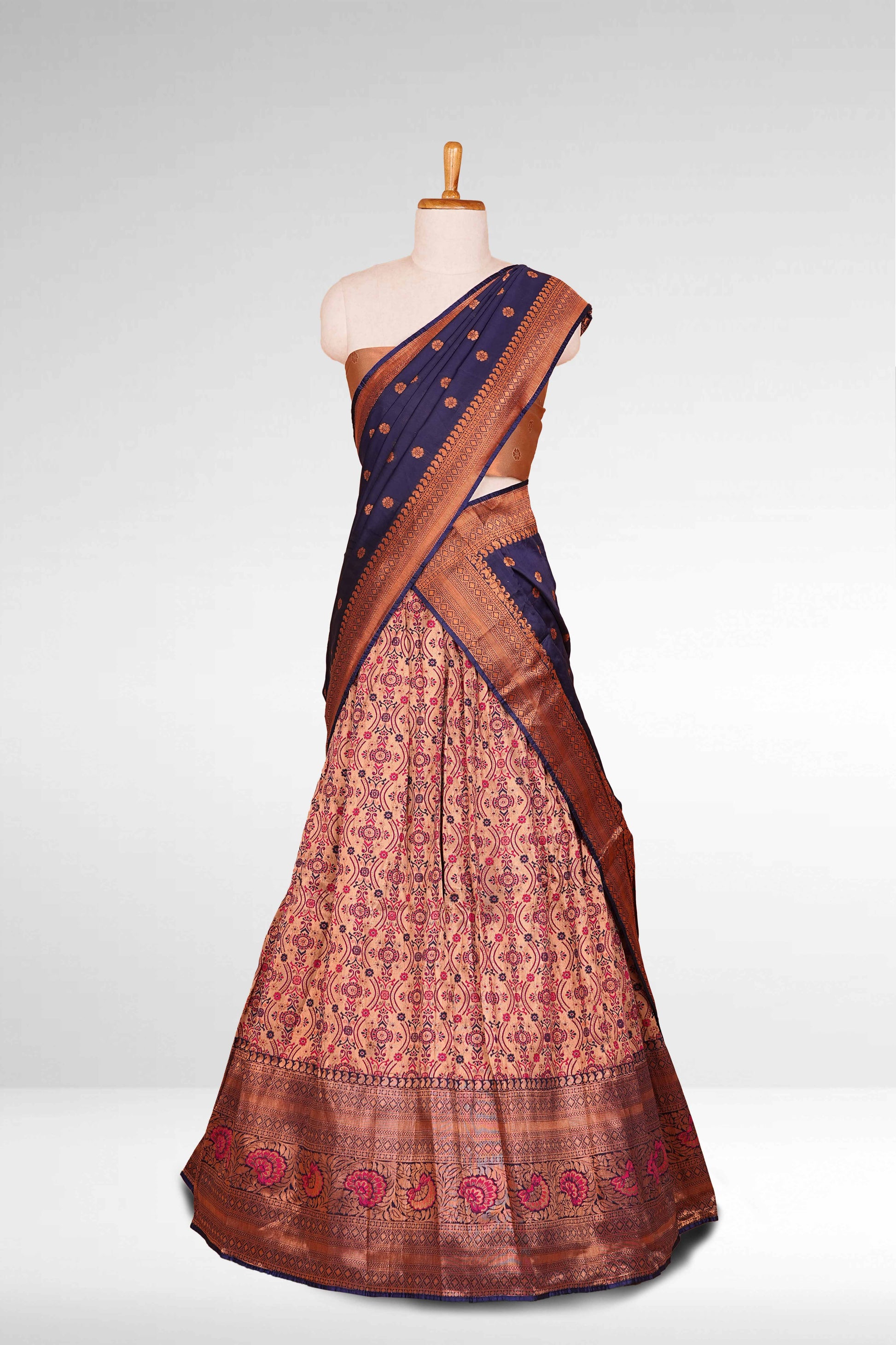 yellow cotton half saree