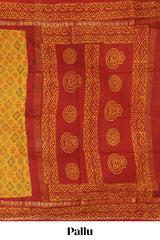 yellow geometric design saree 