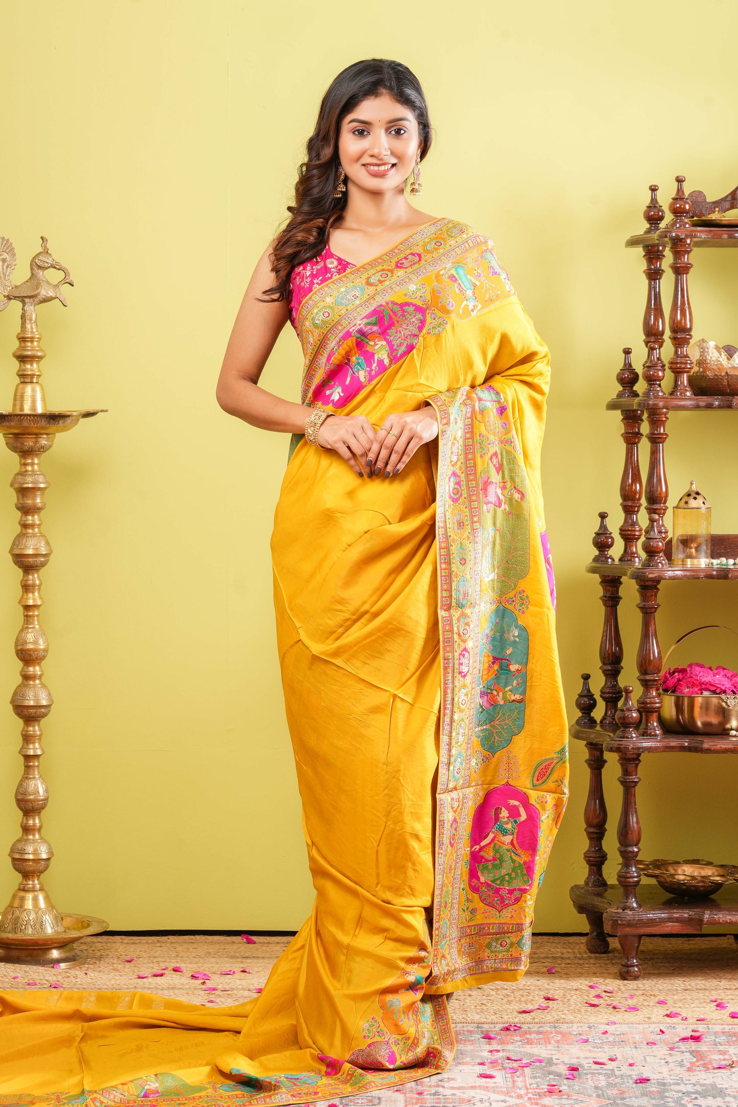 yellow pure viscose saree 